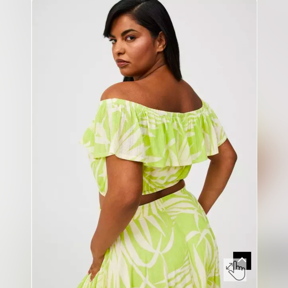 Nwot Torrid Lime Green Ruffle Off Shoulder Crop Top Size 3